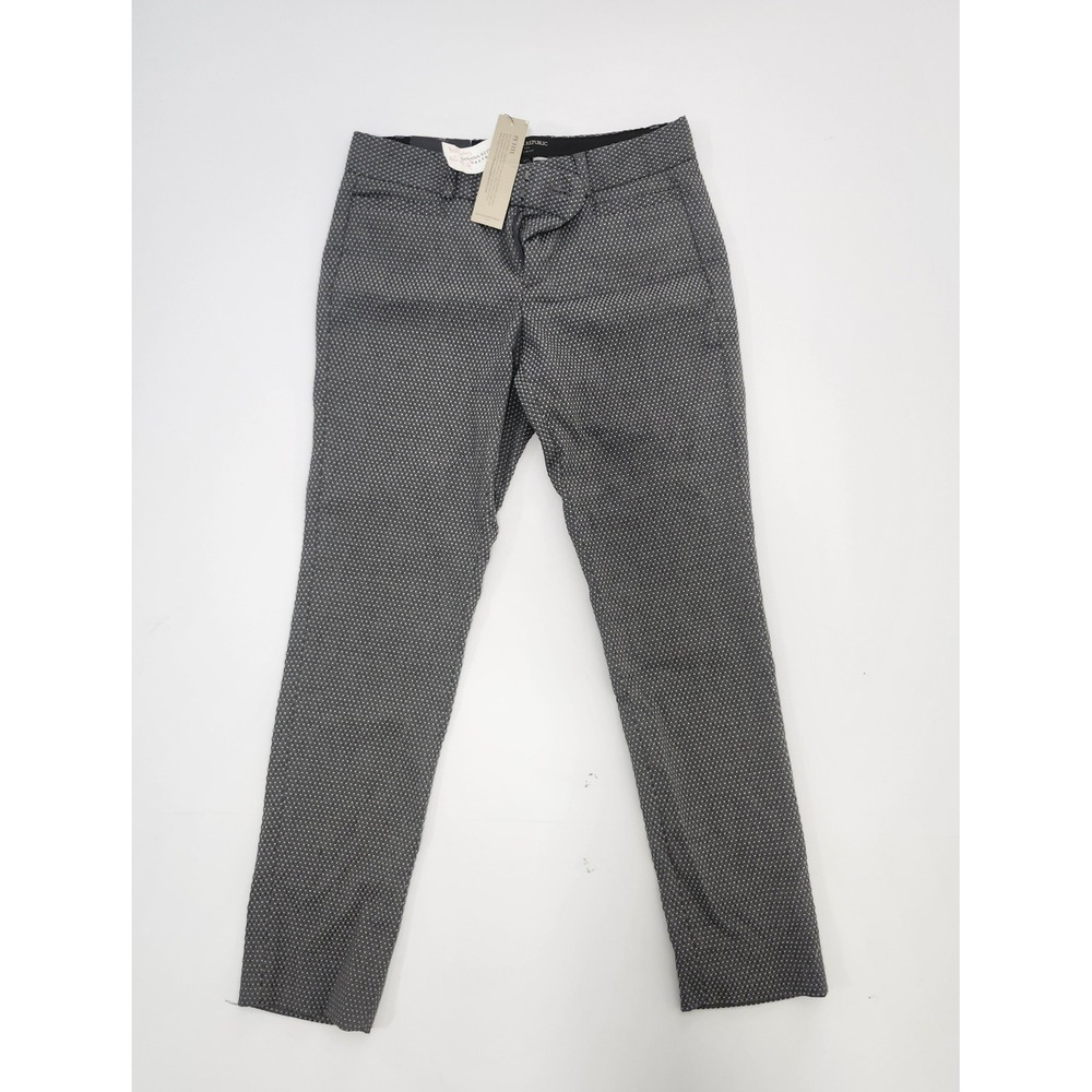 Banana Republic Sloan Fit Pants Womens 00P Petite Grey Pindot Dress Slacks NWT